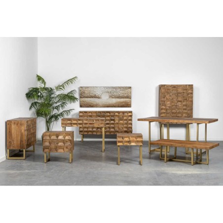 mesa comedor madera mango-metal 160x90x76 cm