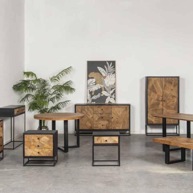 mesita madera mango-metal 48x38x55 cm