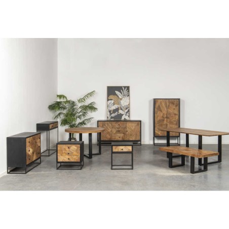 mesa comedor madera mango-metal 180x90x76 cm