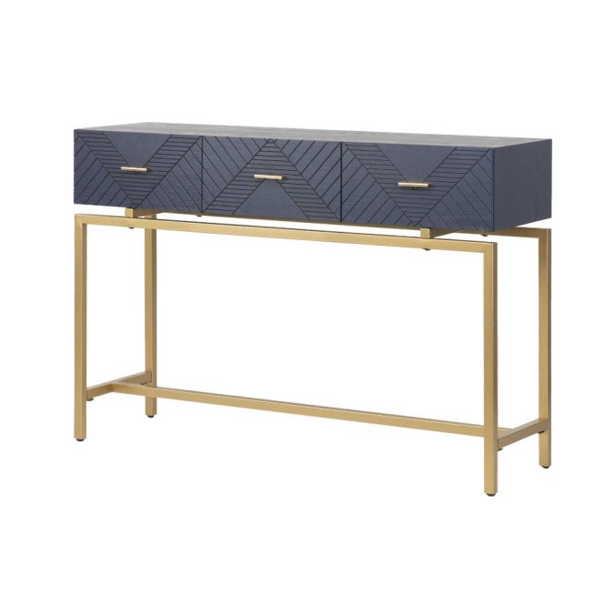 consola madera-metal azul-dorado 120x35x83 cm