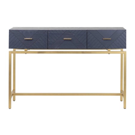 consola madera-metal azul-dorado 120x35x83 cm