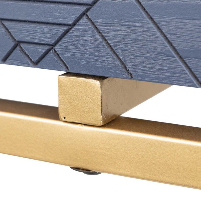 consola madera-metal azul-dorado 120x35x83 cm