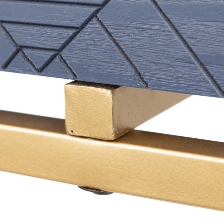 consola madera-metal azul-dorado 120x35x83 cm