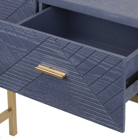 consola madera-metal azul-dorado 120x35x83 cm