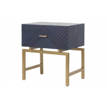 mesita madera-metal azul-dorado 50x35x55 cm