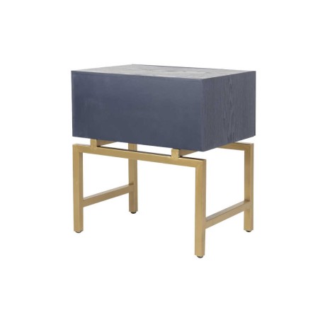 mesita madera-metal azul-dorado 50x35x55 cm