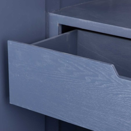 cabinet madera-metal azul-dorado 100x45x163 cm