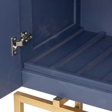 cabinet madera-metal azul-dorado 100x45x163 cm