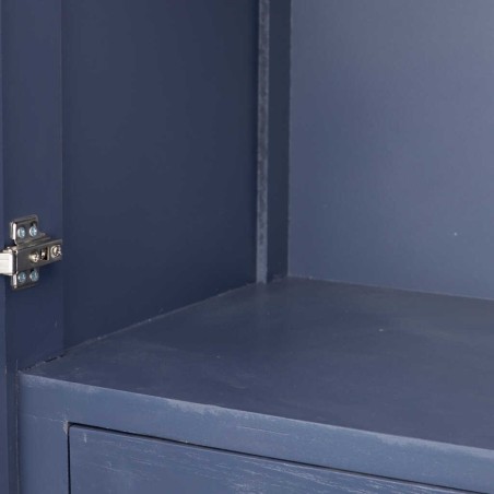 cabinet madera-metal azul-dorado 100x45x163 cm