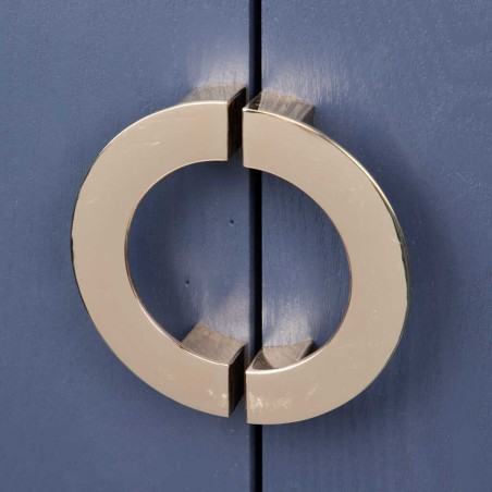 cabinet madera-metal azul-dorado 100x45x163 cm