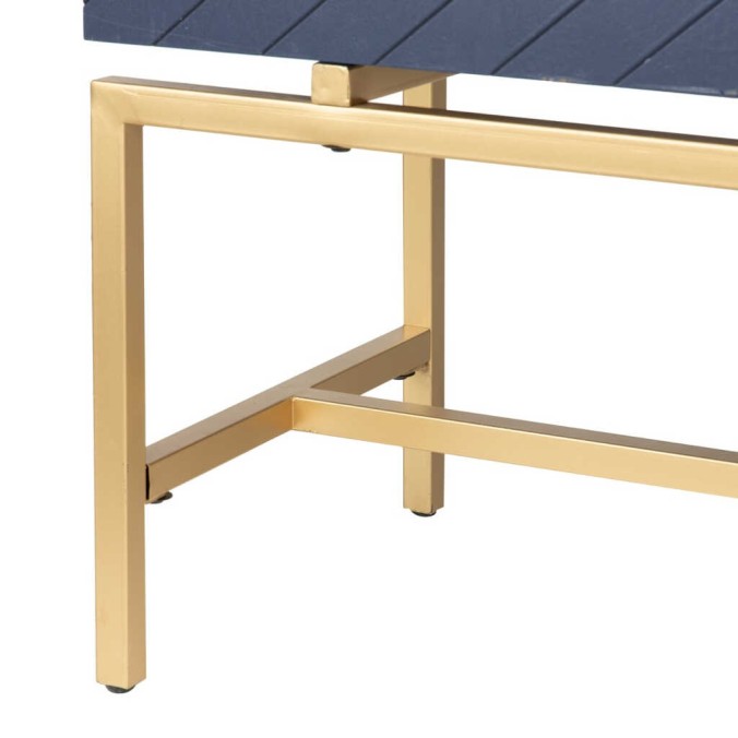 cabinet madera-metal azul-dorado 100x45x163 cm