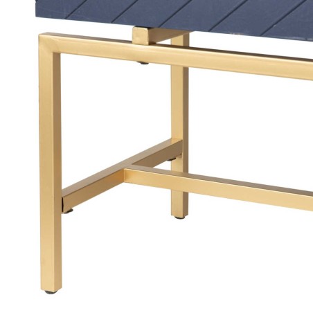 cabinet madera-metal azul-dorado 100x45x163 cm