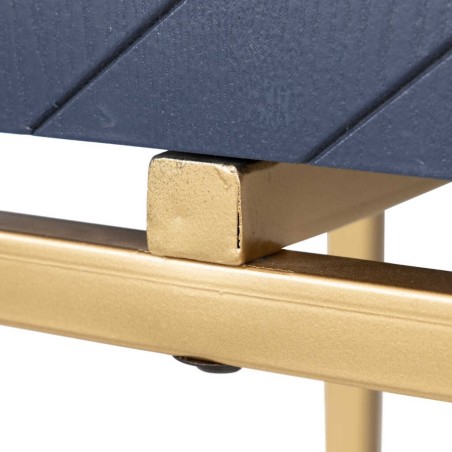 cabinet madera-metal azul-dorado 100x45x163 cm