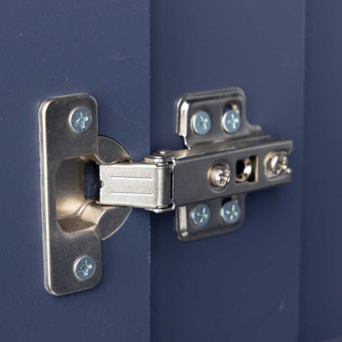 cabinet madera-metal azul-dorado 100x45x163 cm