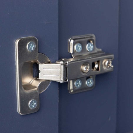 cabinet madera-metal azul-dorado 100x45x163 cm