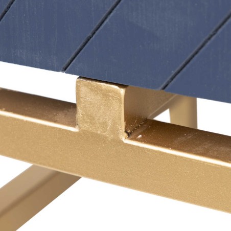 aparador madera-metal azul-dorado 140x40x84 cm