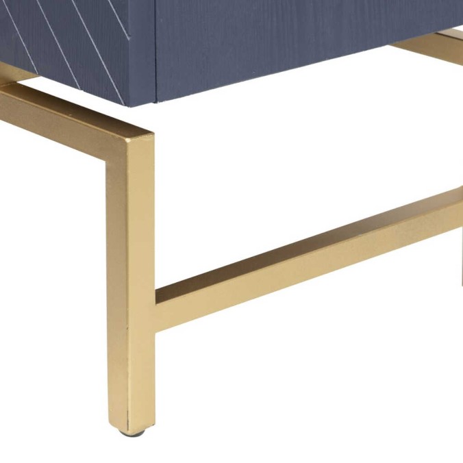 aparador madera-metal azul-dorado 140x40x84 cm