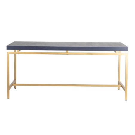 mesa comedor madera-metal azul-dorado 180x90x80 cm