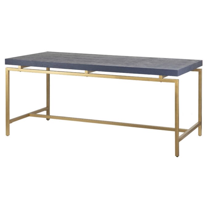 mesa comedor madera-metal azul-dorado 180x90x80 cm mesa comedor madera-metal azul-dorado 180x90x80 cm