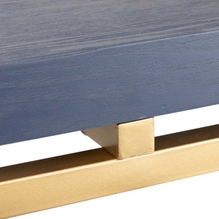 mesa comedor madera-metal azul-dorado 180x90x80 cm