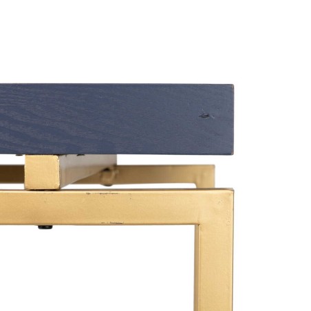 mesa comedor madera-metal azul-dorado 180x90x80 cm