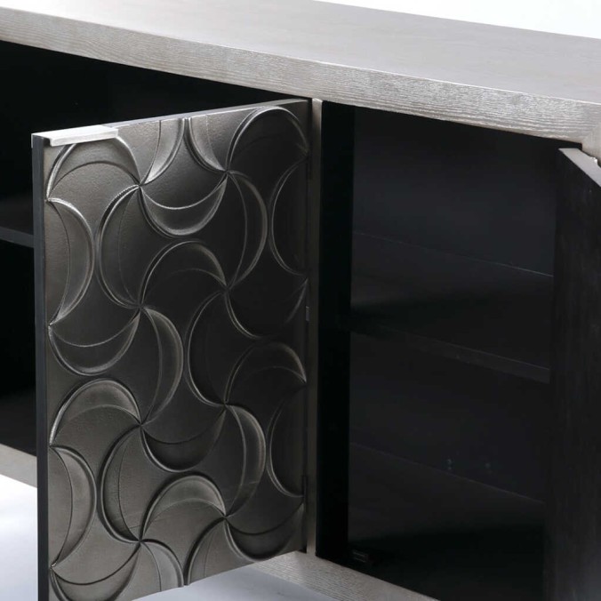 aparador madera champagne 3 puertas 140x40x83 cm