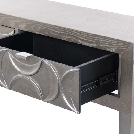 consola madera champagne 2 cajones 110x30x83 cm