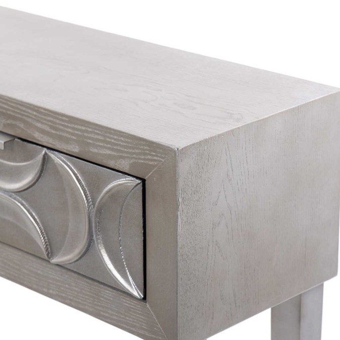 consola madera champagne 2 cajones 110x30x83 cm