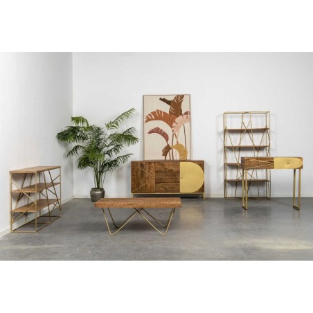 consola madera mango-metal 120x35x80 cm