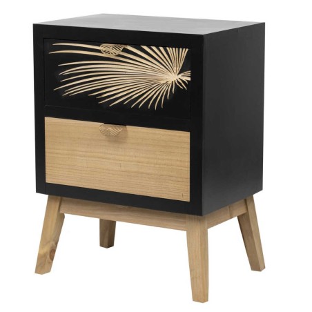 mesita madera talla 2 cajones 45x30x60 cm