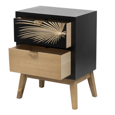 mesita madera talla 2 cajones 45x30x60 cm