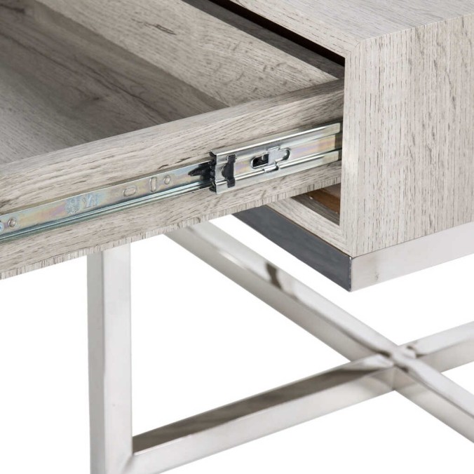 mesa centro inox. mdf 120x60x45 cm