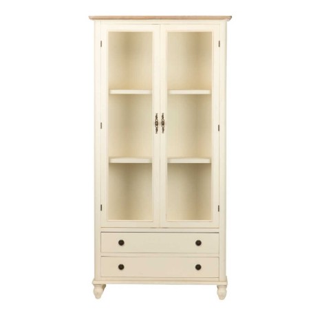 vitrina paulownia-mdf blanco-natural 90x35x180 cm