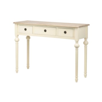 consola paulownia-mdf blanco-natural 110x40x80 cm