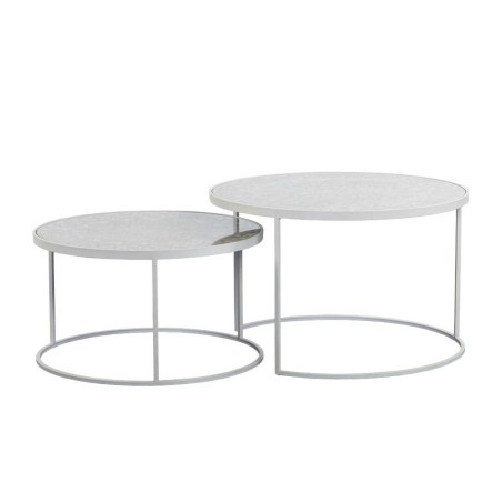 set 2 mesas de metal y madera 80x80x50-70x70x40 cm