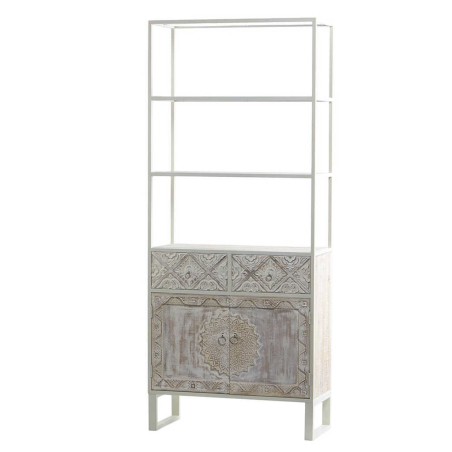 estanteria de metal y madera tallada 84x35x200 cm