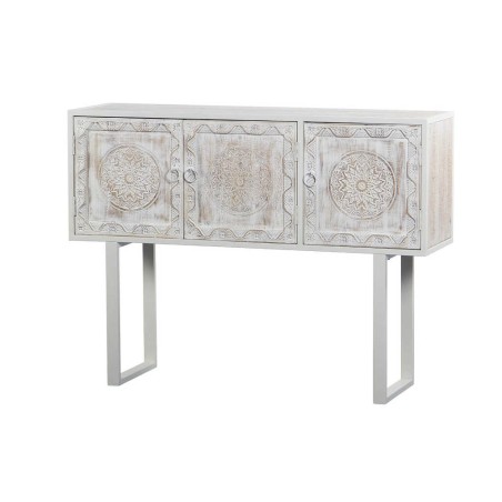 consola de metal y madera tallada 120x35x90 cm