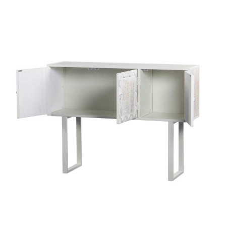 consola de metal y madera tallada 120x35x90 cm