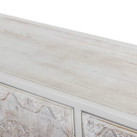 consola de metal y madera tallada 120x35x90 cm