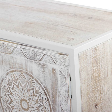 consola de metal y madera tallada 120x35x90 cm