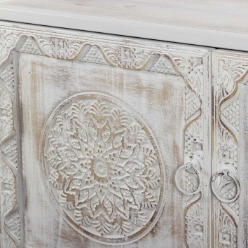 consola de metal y madera tallada 120x35x90 cm 2