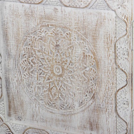 consola de metal y madera tallada 120x35x90 cm