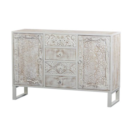 aparador de metal y madera tallado 120x35x80 cm