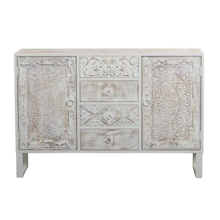 aparador de metal y madera tallado 120x35x80 cm