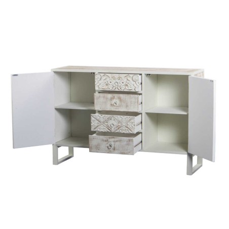 aparador de metal y madera tallado 120x35x80 cm