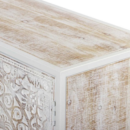 aparador de metal y madera tallado 120x35x80 cm