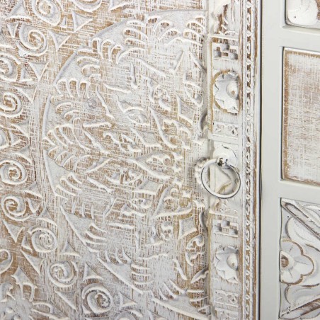 aparador de metal y madera tallado 120x35x80 cm