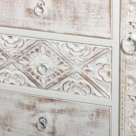 aparador de metal y madera tallado 120x35x80 cm