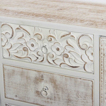 aparador de metal y madera tallado 120x35x80 cm