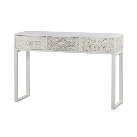 consola de metal y madera tallado 120x35x80 cm